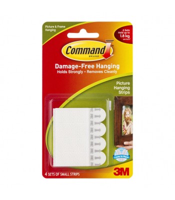 3M Command Strips Picture Hanging 17202 Small White Pk/4 Sets