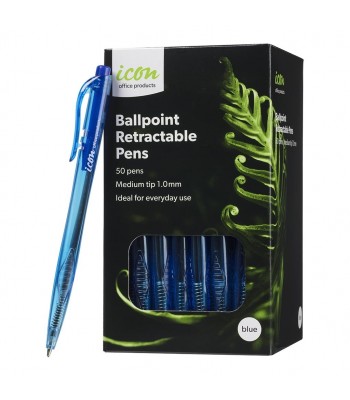 Icon Ballpoint Retractable Pens Medium Blue Pack 50