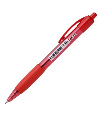 Icon Ballpoint Retractable Pen with Grip Medium Red - Box 10