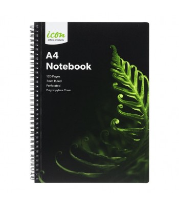 Icon Spiral Notebook A4 PP Cover Black 120 page - Pack 3