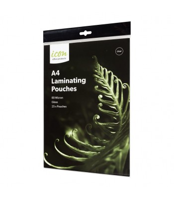 Icon Laminating Pouches A4 Gloss 80mic Pack 25