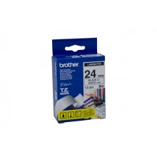 Brother Genuine 24mm Black Text on White Tape - 8 metres
